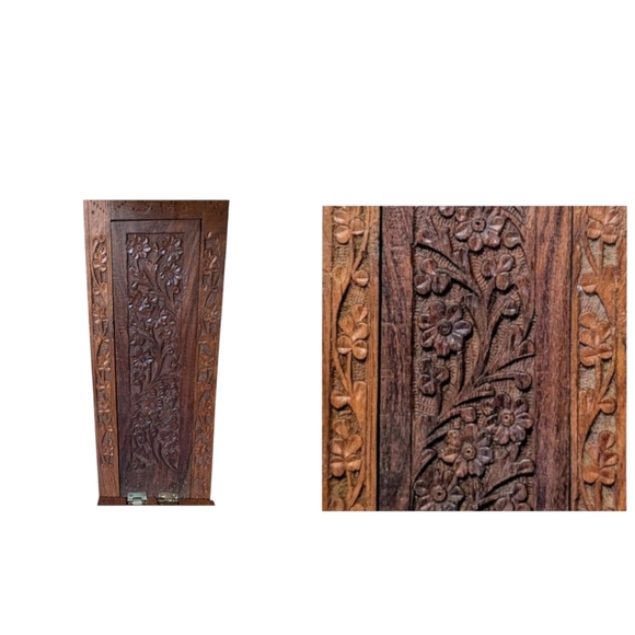 Vtg Ornate Handcarved Elephant Wood Slide Expandable Bookrack Ends Shelf India - Picture 11 of 16